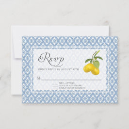 Cartão RSVP BOHO Rustic Lemon Citrus Trellis Casamento Floral