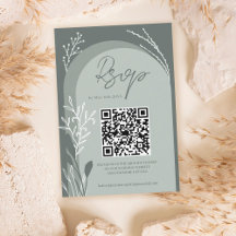 Boho sage green floral Qr code script arnês casame