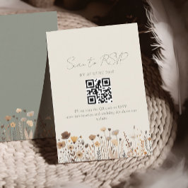Cartão RSVP Boho Sage Green Wedding Código QR