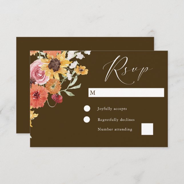 Cartão RSVP Boho Summer Floral Modern Wedding (Frente/Verso)