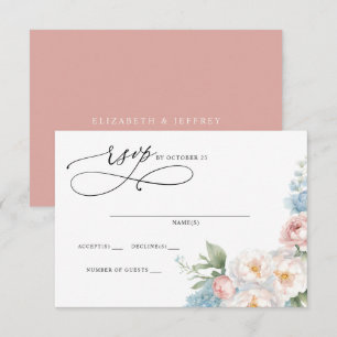 Cartão RSVP Boho Summer Primavera Blush Casamento Floral