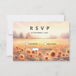 Cartão RSVP Boho Sunflower Rustic Watercolor Casamento