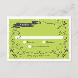 Cartão RSVP Boho Swirls, Curls, um Casamento Banner & Lovebird