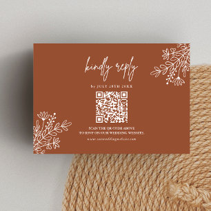 Cartão RSVP Boho Terracota Responda por Favor Código QR Casame