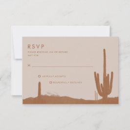 Cartão RSVP Boho Terracotta Cactus Desert Wedding