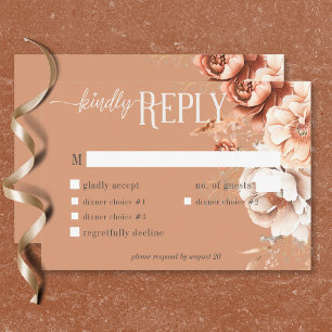 Cartão RSVP Boho Terracotta Peach & Cream Janta Floral