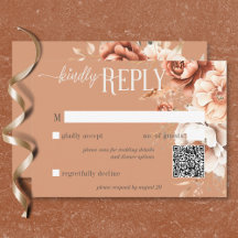Boho Terracotta Pêssego & Floral Creme Código QR