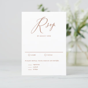 Cartão RSVP Boho Terracotta Whimsical Calliographic Wedds