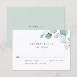 Cartão RSVP Boho Watercolor Eucalyptus Deixa Casamento