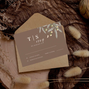 Cartão RSVP Boho Wedding Beige Botânico