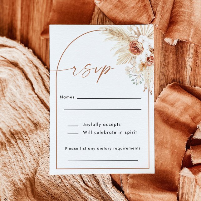 Cartão RSVP Boho Wedding | Cartão de Resposta Vert (Criador carregado)