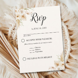 Cartão RSVP Boho Wedding with Beige and Yellow Flowers