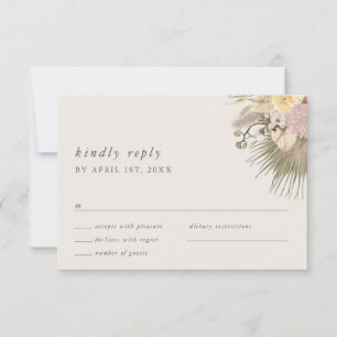 Cartão RSVP Boho Weding Pampas Grass Orchid Palm Protea