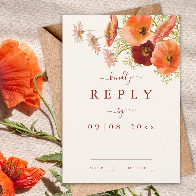 Cartão RSVP Boho Wildflower Casamento outono (Boho wildflower fall wedding invitation rsvp enclosure card elegant script & dried flowers bouquet )