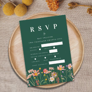 Cartão RSVP Boho Wildflower Farinha Opções de refeição floral 