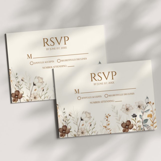Cartão RSVP Boho Wildflower Flower Wild Casamento Floral (Criador carregado)