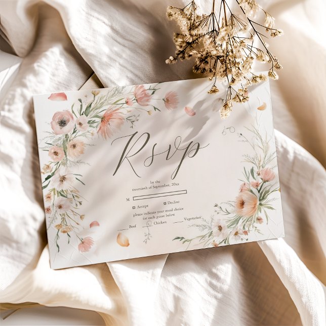 Cartão RSVP Boho Wildflower Garden Wedding (Criador carregado)