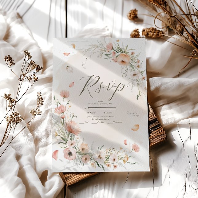 Cartão RSVP Boho Wildflower Garden Wedding (Criador carregado)