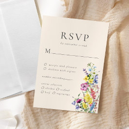 Cartão RSVP Boho Wildflower Meal Options Casamento