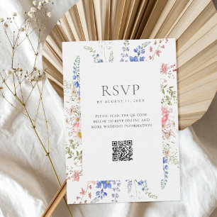 Cartão RSVP Boho Wildflower Minimalist