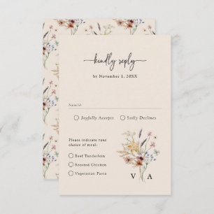 Cartão RSVP Boho Wildflower Vintage