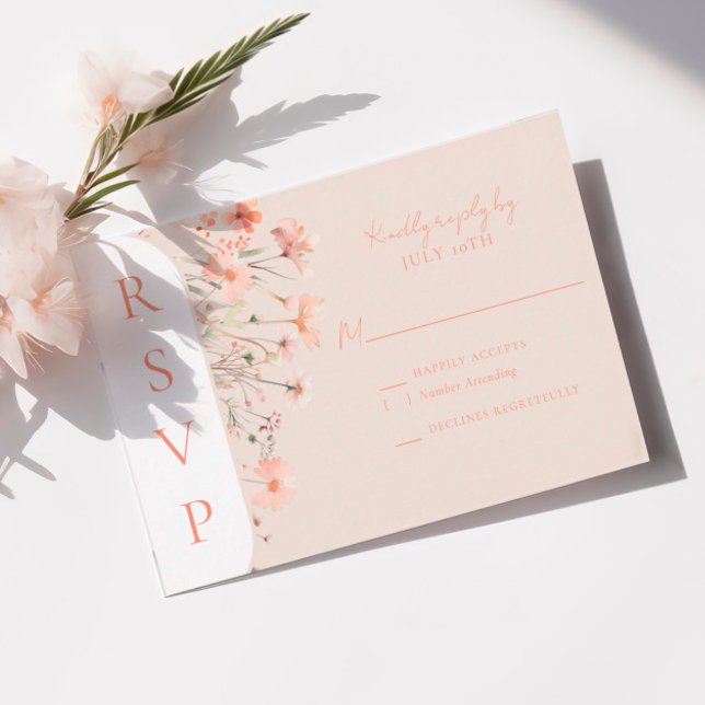 Cartão RSVP Boho Wildflower Wedding (Criador carregado)