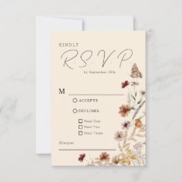 Cartão RSVP Boho Wildflower Wedding