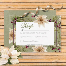Cartão RSVP Boho Winter Greenery Boughs Sage Green
