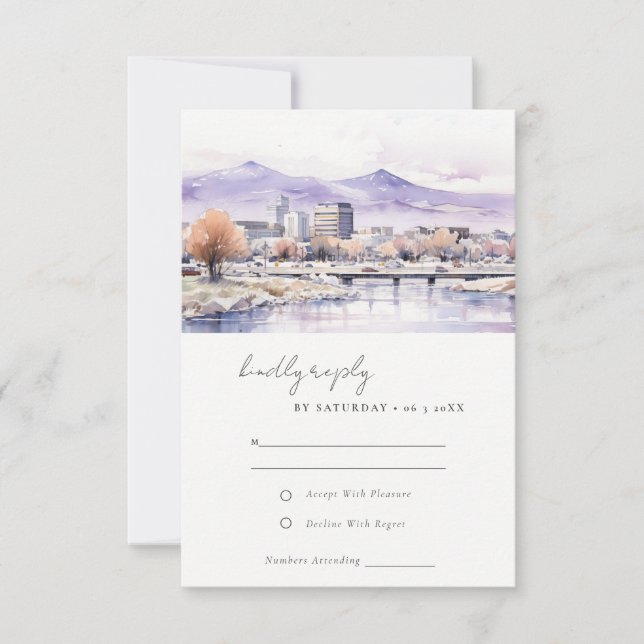 Cartão RSVP Boise, Idaho Watercolor Landscape Wedding (Frente)