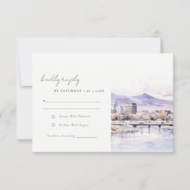 Cartão RSVP Boise, Idaho Watercolor Landscape Wedding Detail (Frente)