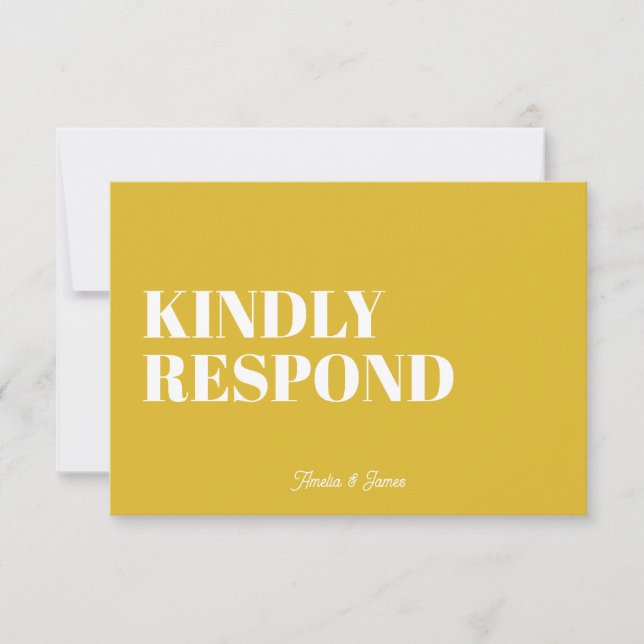 Cartão RSVP Bold moderno Retro Funky Bright Casamento (Frente)