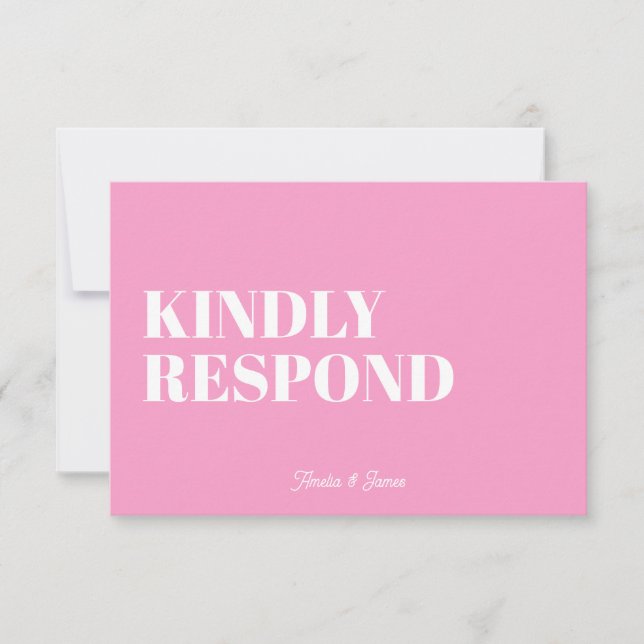 Cartão RSVP Bold moderno Retro Funky Bright Casamento (Frente)