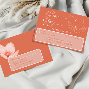 Cartão RSVP Bold Orange Verona Sunset Attendent & Meal Choice