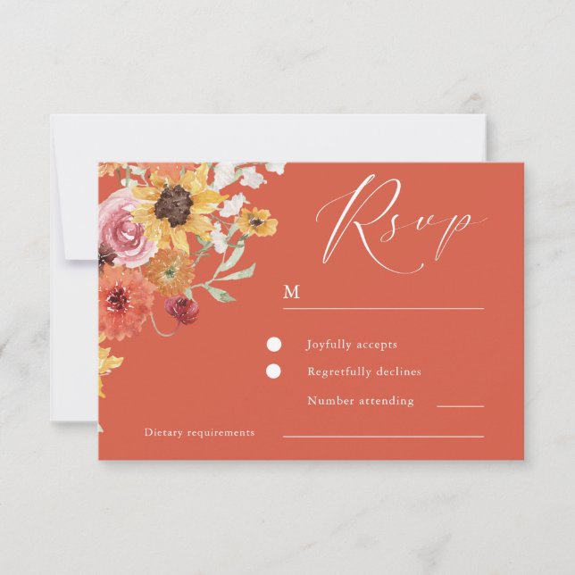 Cartão RSVP Bold Summer Floral Modern Wedding (Frente)