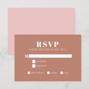 Cartão RSVP Bold Typografia Blush e Terracotta Bat Mitzvah