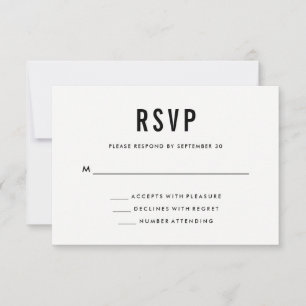 Cartão RSVP Bold Wedding   VP preto e branco e vice-versa sóli