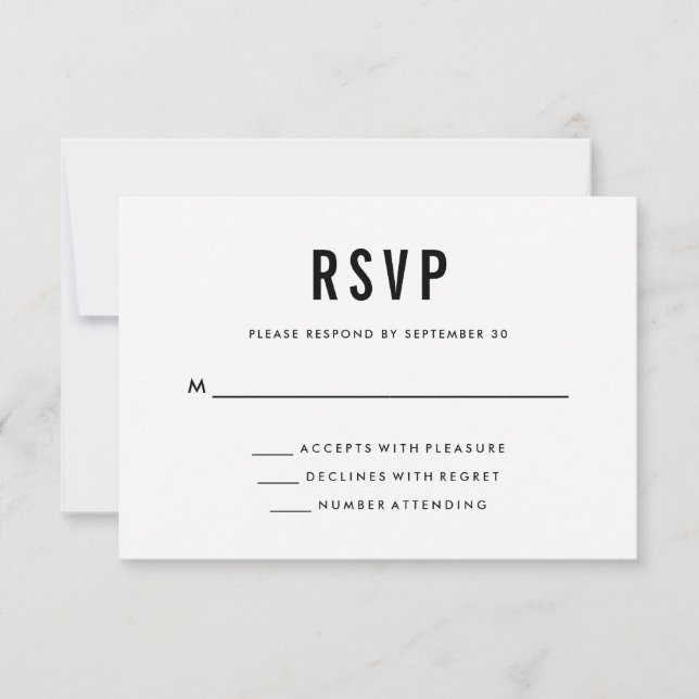 Cartão RSVP Bold Wedding | VP preto e branco e vice-versa sóli (Frente)
