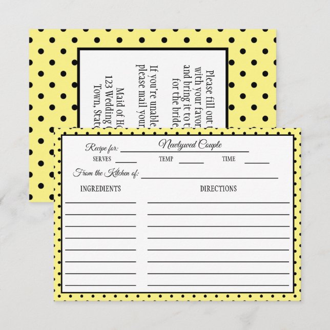 Cartão RSVP Bolinhas da placa de recebimento do chá de panela  (Frente/Verso)