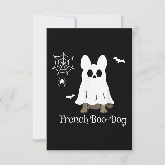 Cartão RSVP Bolinho Francês Halloween Dog Dift Francês (Frente)