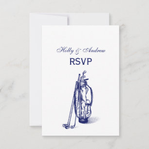 Cartão RSVP Bolsa de Golfe Tacos de Golfe Azul