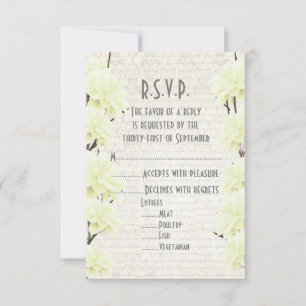 Cartão RSVP Bonito casamento floral amarelo pálido R.S.V.P.