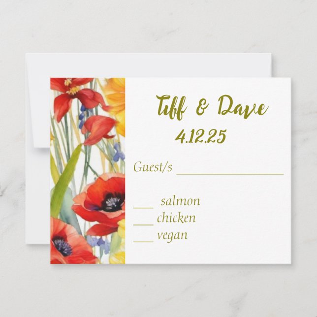 Cartão RSVP Bonito papas personalizáveis (Frente)