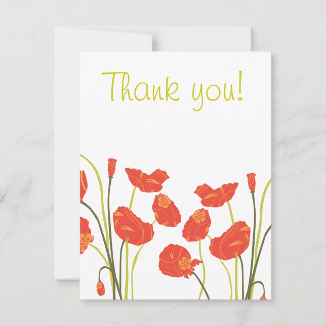 Cartão RSVP Bonito Poppies Obrigado Notecard (Frente)