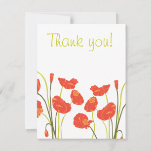 Cartão RSVP Bonito Poppies Obrigado Notecard