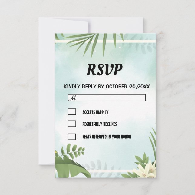 Cartão RSVP Bontanical simples (Frente)