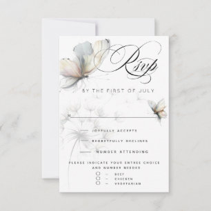 Cartão RSVP Borboleta Elegante e Pastéis de Tinta de Dente-de-