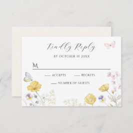 Cartão RSVP Borboleta floral selvagem Elegante