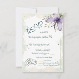 Cartão RSVP Borboleta Lilás Aquarela