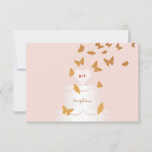 Cartão RSVP Borboletas de Bolo de Casamento
