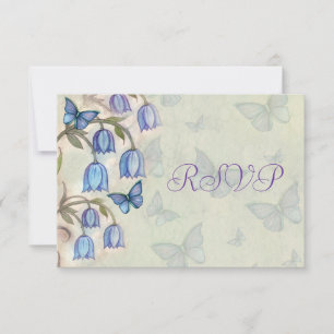 Cartão RSVP Borboletas de Sineta Azul Primavera Floral Casamen